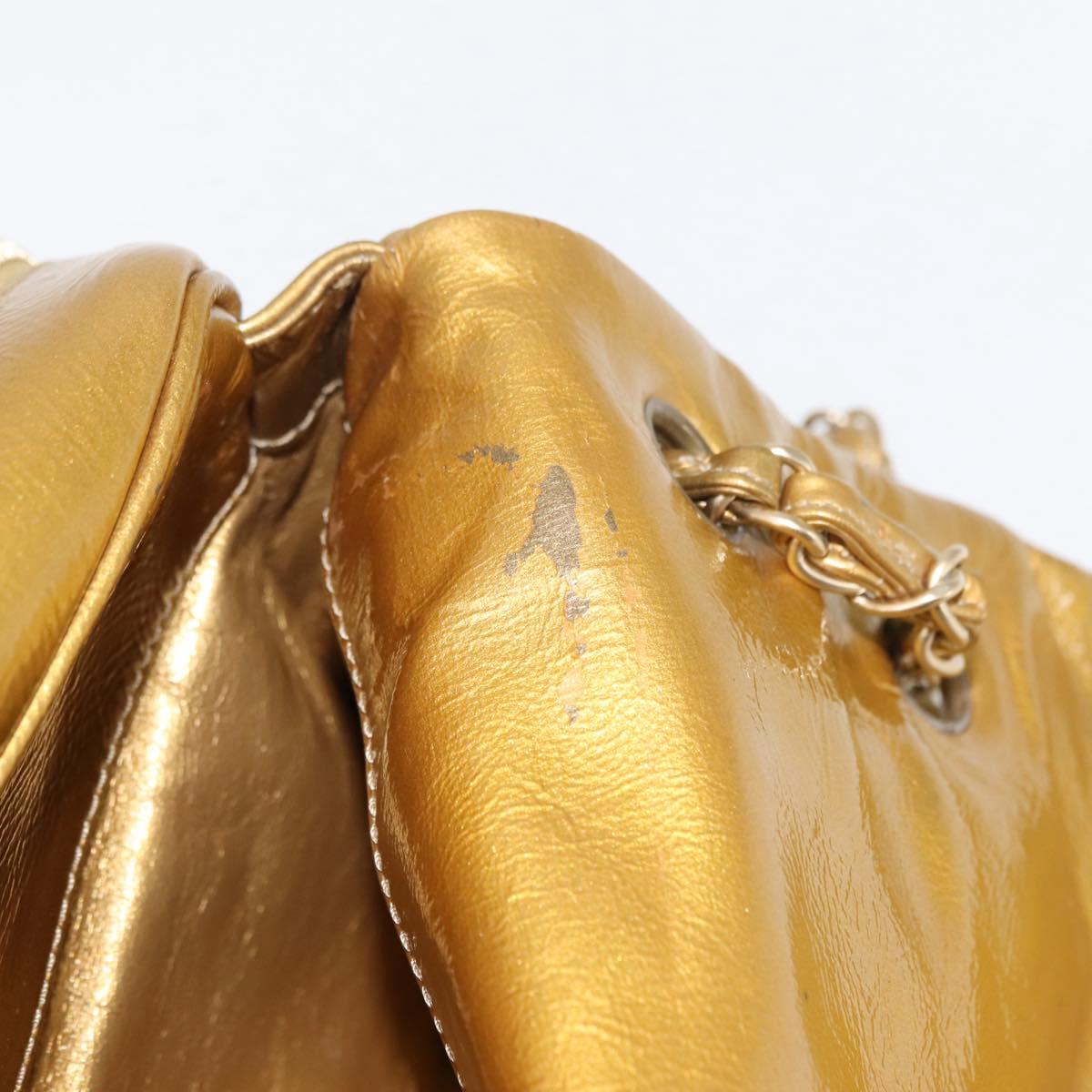 CHANEL Chain Shoulder Bag Enamel Gold CC Auth bs29830