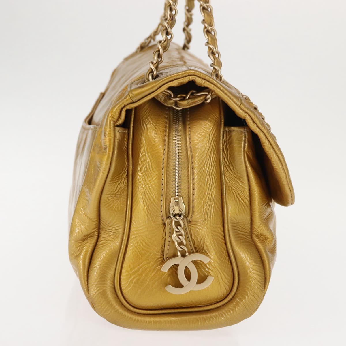 CHANEL Chain Shoulder Bag Enamel Gold CC Auth bs29830