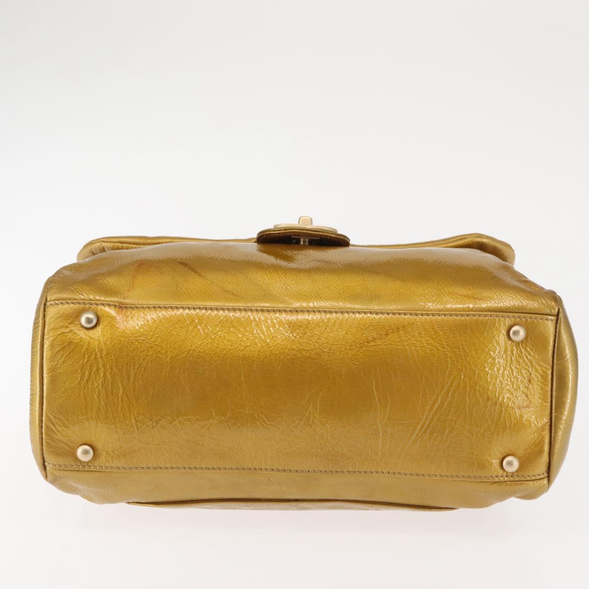 CHANEL Chain Shoulder Bag Enamel Gold CC Auth bs29830