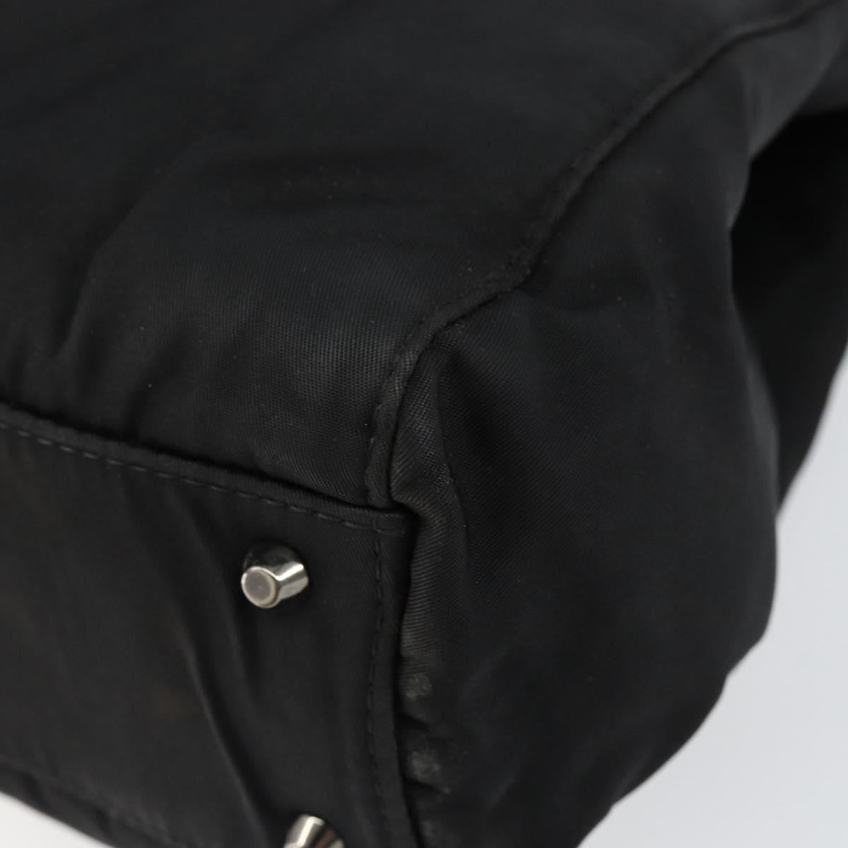 Christian Dior Maris Pearl Shoulder Bag Nylon Black Silver Auth bs29832