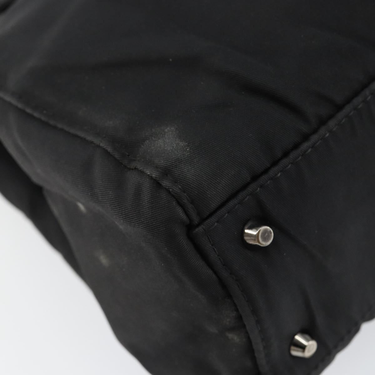 Christian Dior Maris Pearl Shoulder Bag Nylon Black Silver Auth bs29832