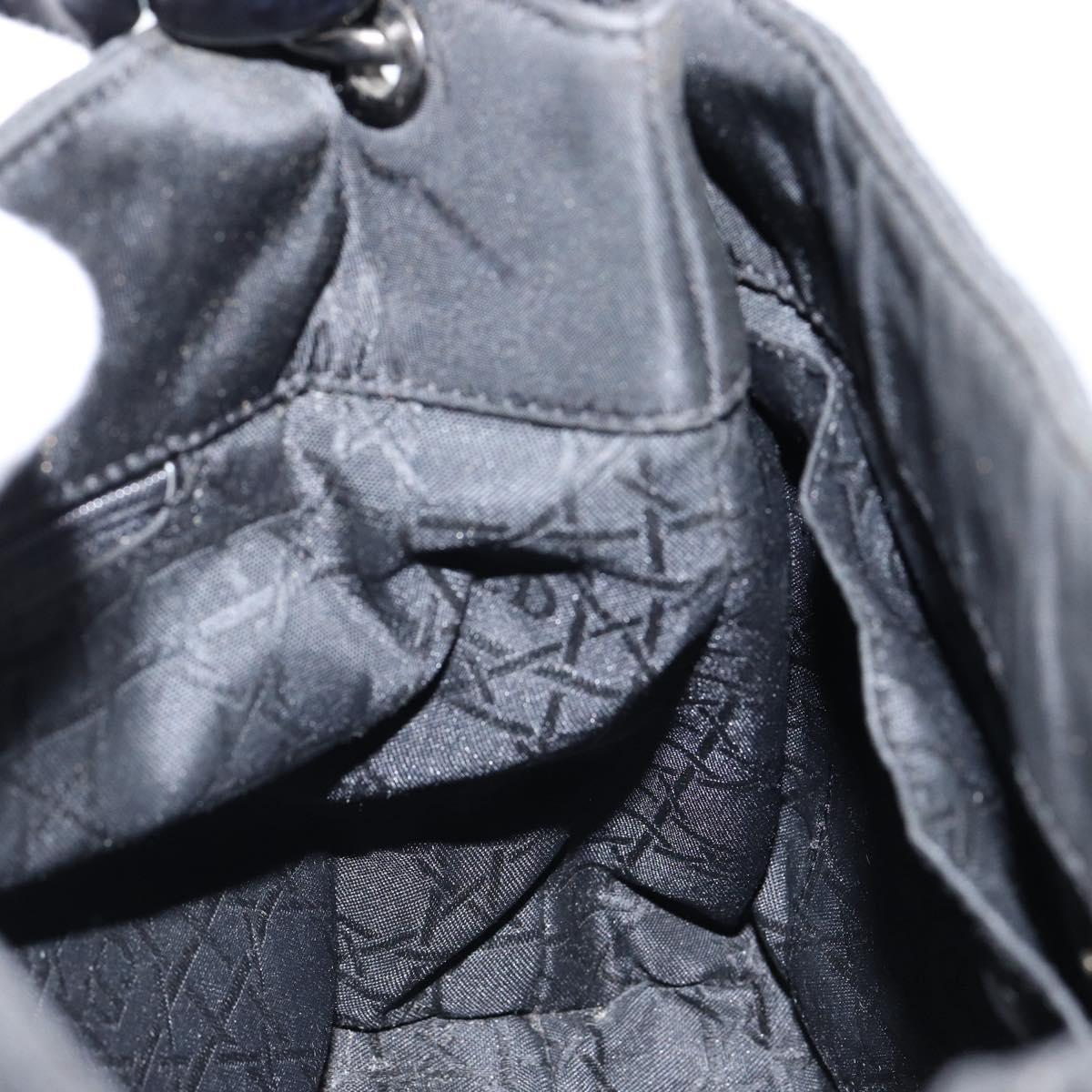 Christian Dior Maris Pearl Shoulder Bag Nylon Black Silver Auth bs29832