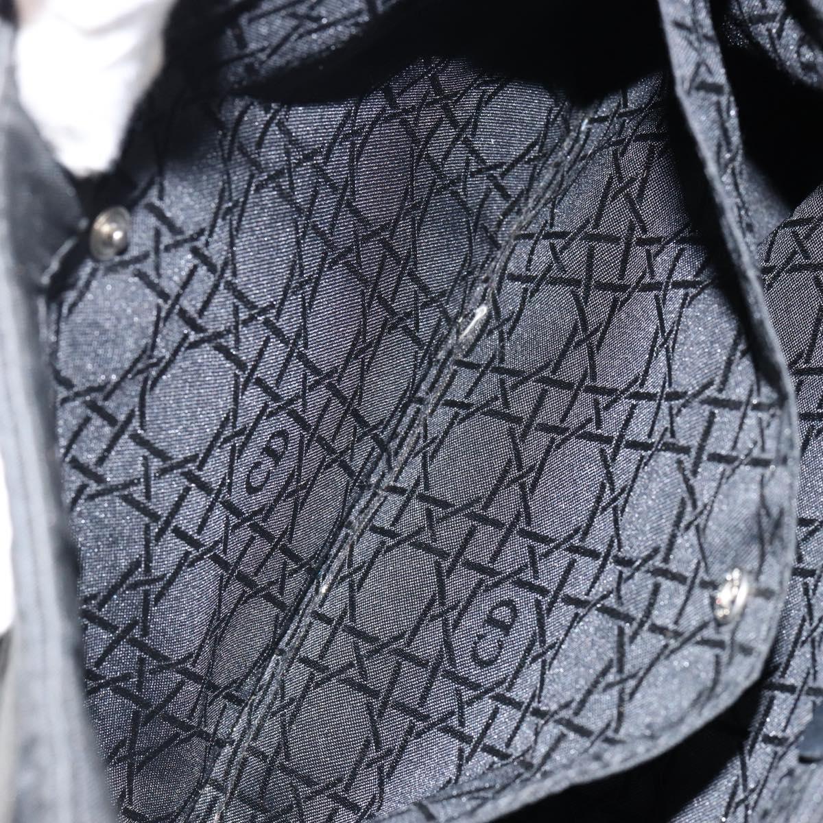 Christian Dior Maris Pearl Shoulder Bag Nylon Black Silver Auth bs29832