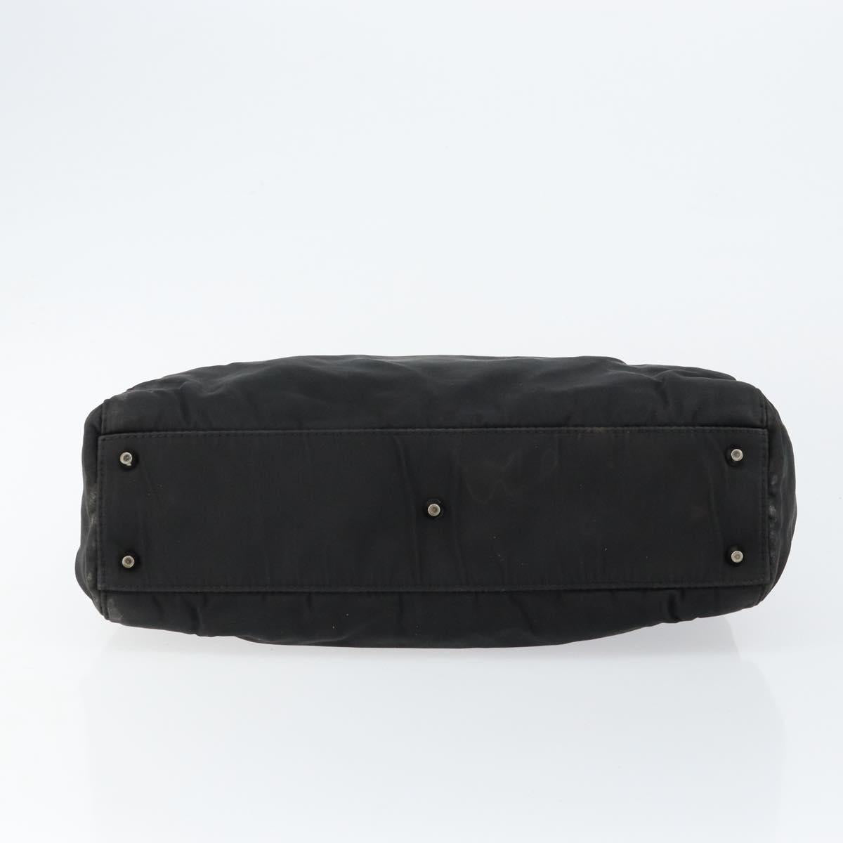 Christian Dior Maris Pearl Shoulder Bag Nylon Black Silver Auth bs29832