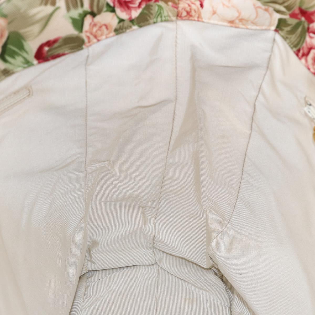 CHANEL Flower Pattern Tote Bag Canvas Cream Red gold CC Auth bs29833