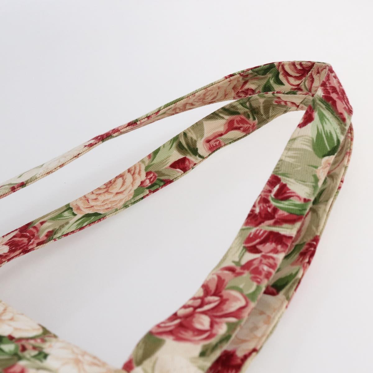 CHANEL Flower Pattern Tote Bag Canvas Cream Red gold CC Auth bs29833