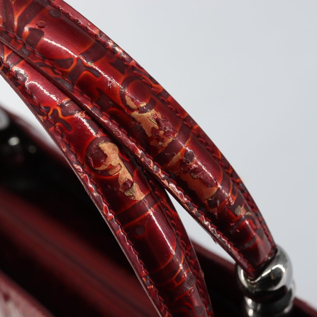 Christian Dior Trotter Canvas Maris Pearl Bag Patent leather Red Auth bs29834