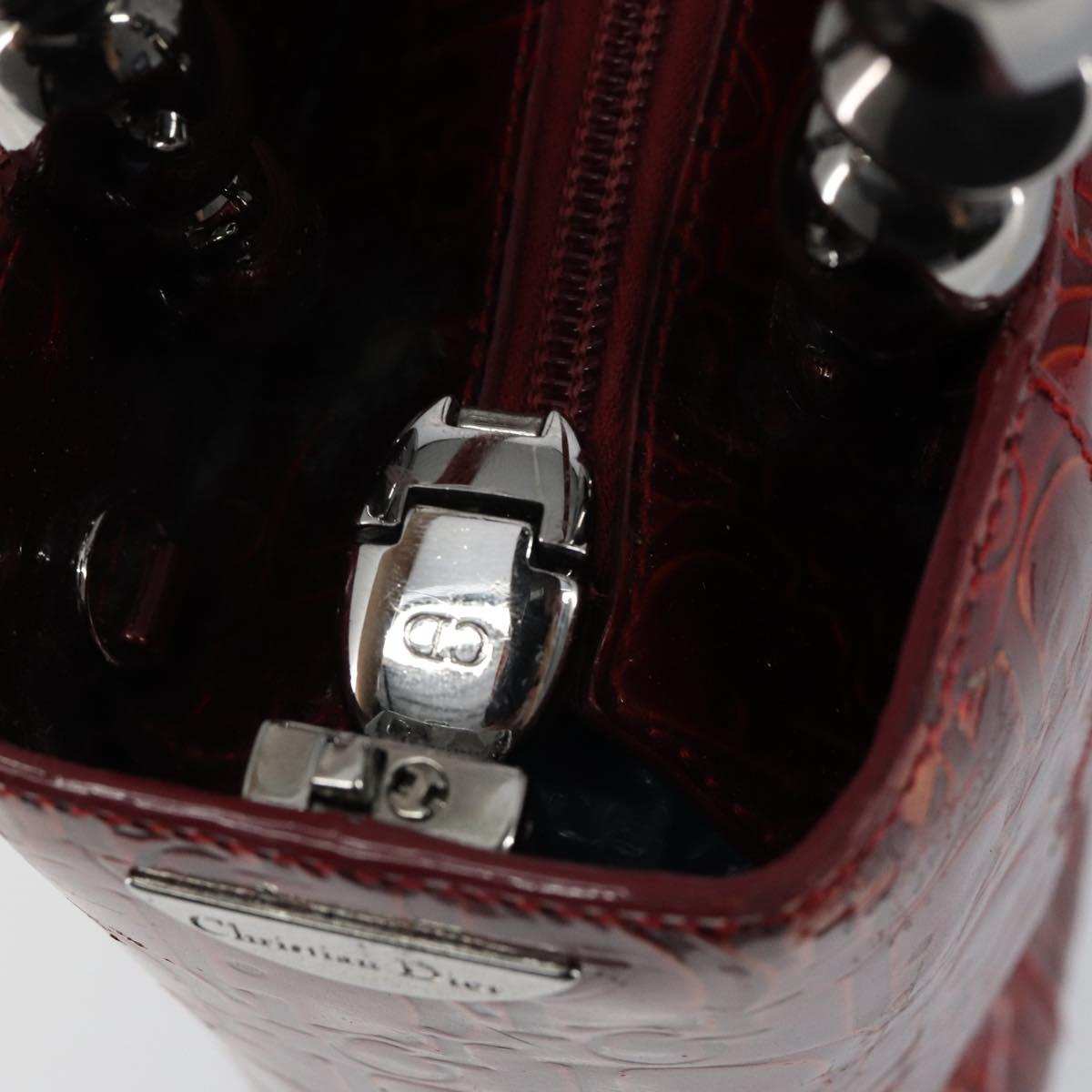 Christian Dior Trotter Canvas Maris Pearl Bag Patent leather Red Auth bs29834