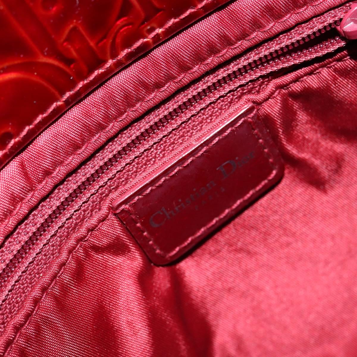 Christian Dior Trotter Canvas Maris Pearl Bag Patent leather Red Auth bs29834