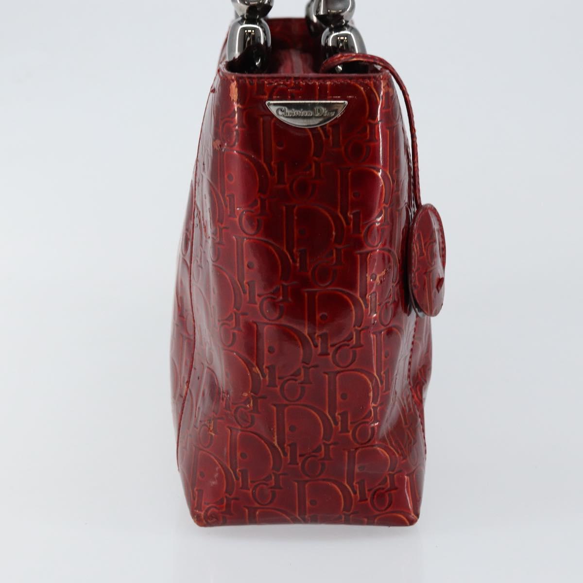 Christian Dior Trotter Canvas Maris Pearl Bag Patent leather Red Auth bs29834