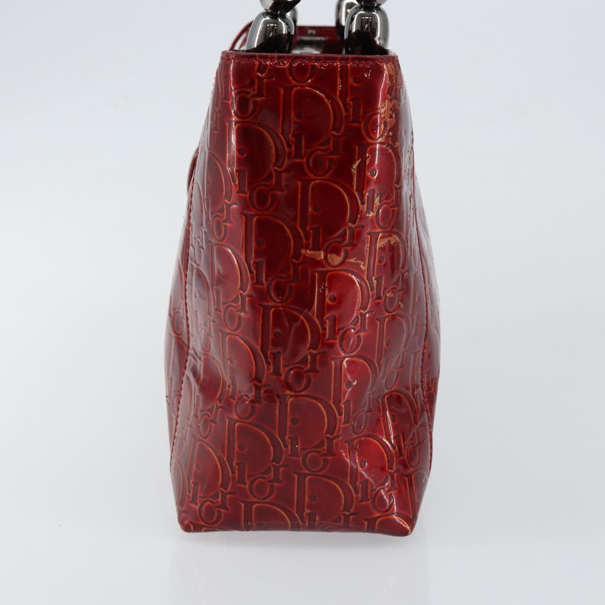 Christian Dior Trotter Canvas Maris Pearl Bag Patent leather Red Auth bs29834