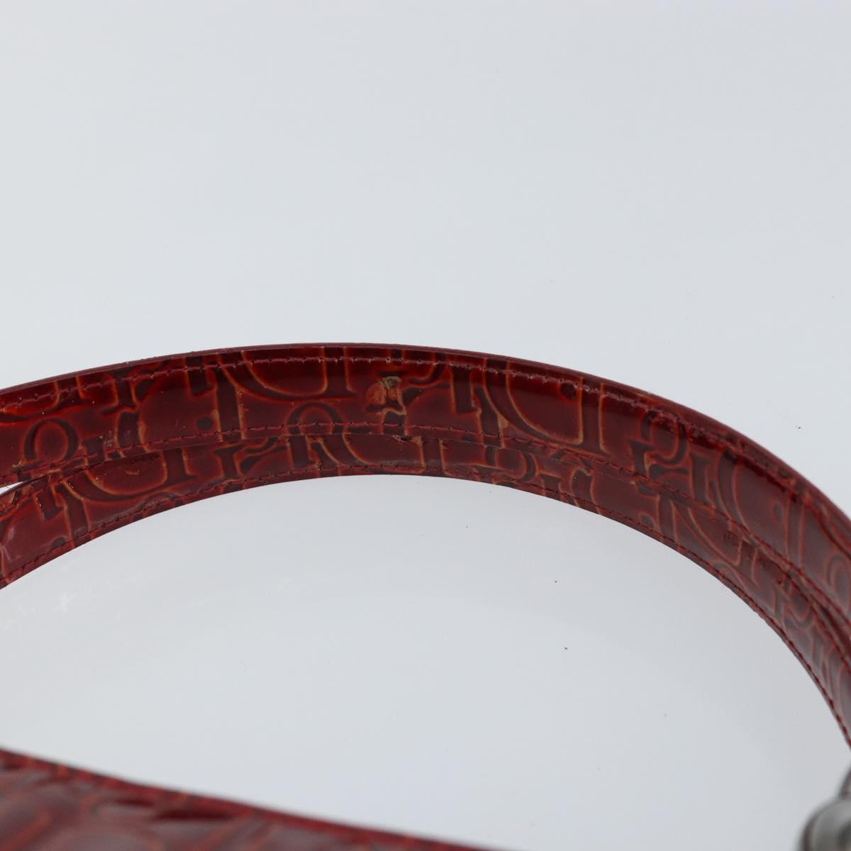 Christian Dior Trotter Canvas Maris Pearl Bag Patent leather Red Auth bs29834