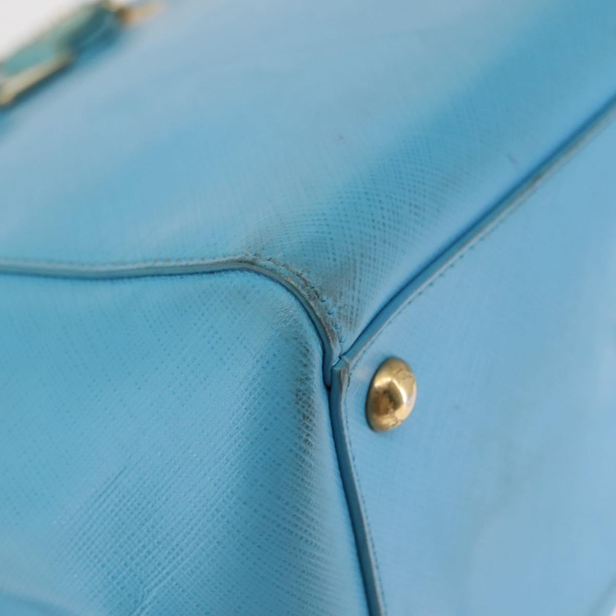 Salvatore Ferragamo Vala Chain Bag Leather 2way Light Blue Gold Auth bs29835