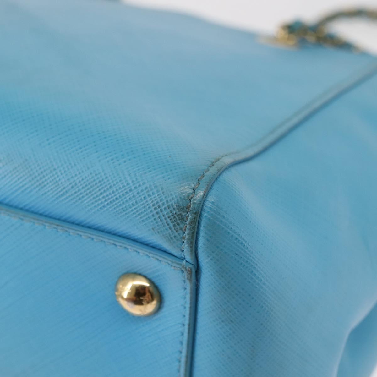 Salvatore Ferragamo Vala Chain Bag Leather 2way Light Blue Gold Auth bs29835
