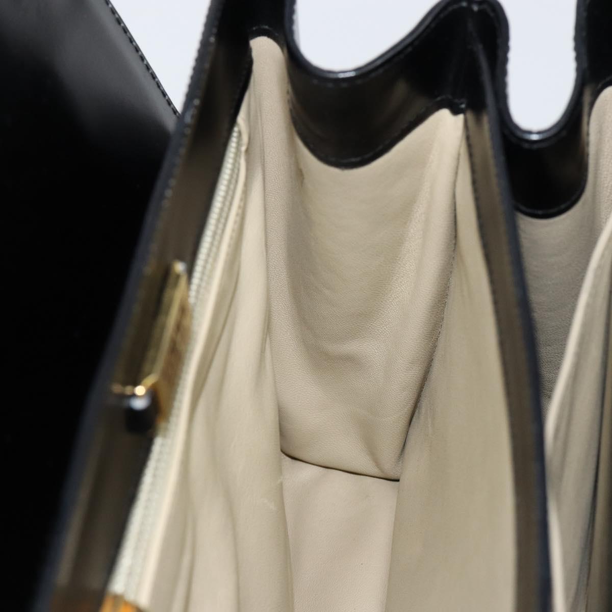 LOEWE Anagram Hand Bag Leather Black Gold Auth bs29836