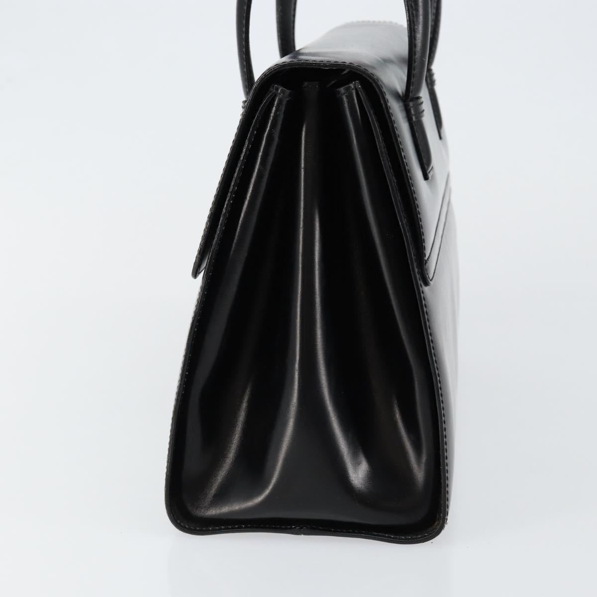 LOEWE Anagram Hand Bag Leather Black Gold Auth bs29836
