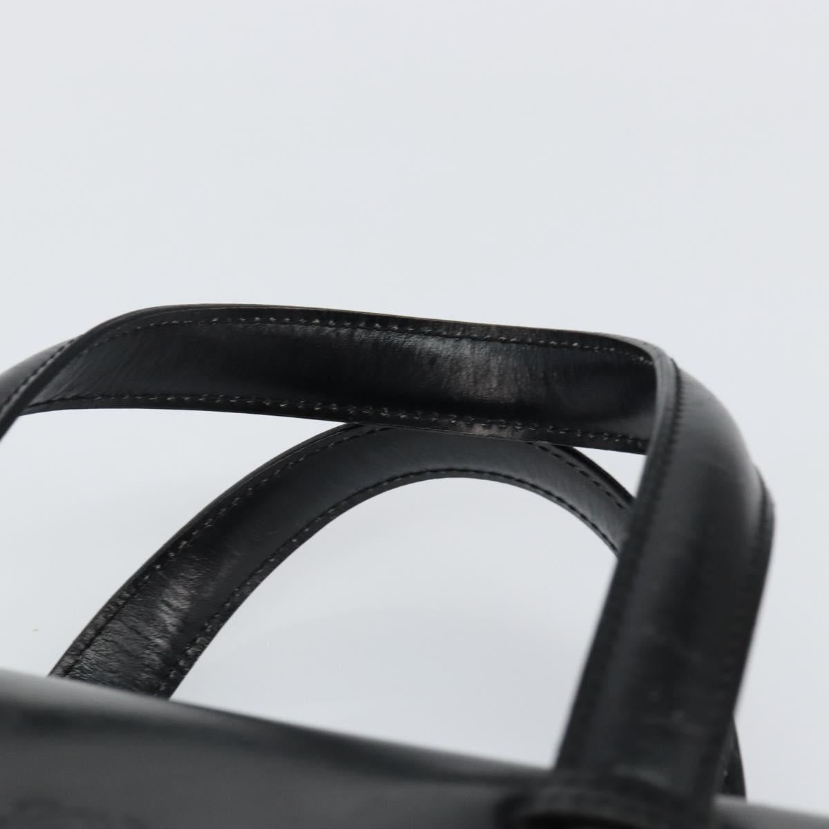 LOEWE Anagram Hand Bag Leather Black Gold Auth bs29836