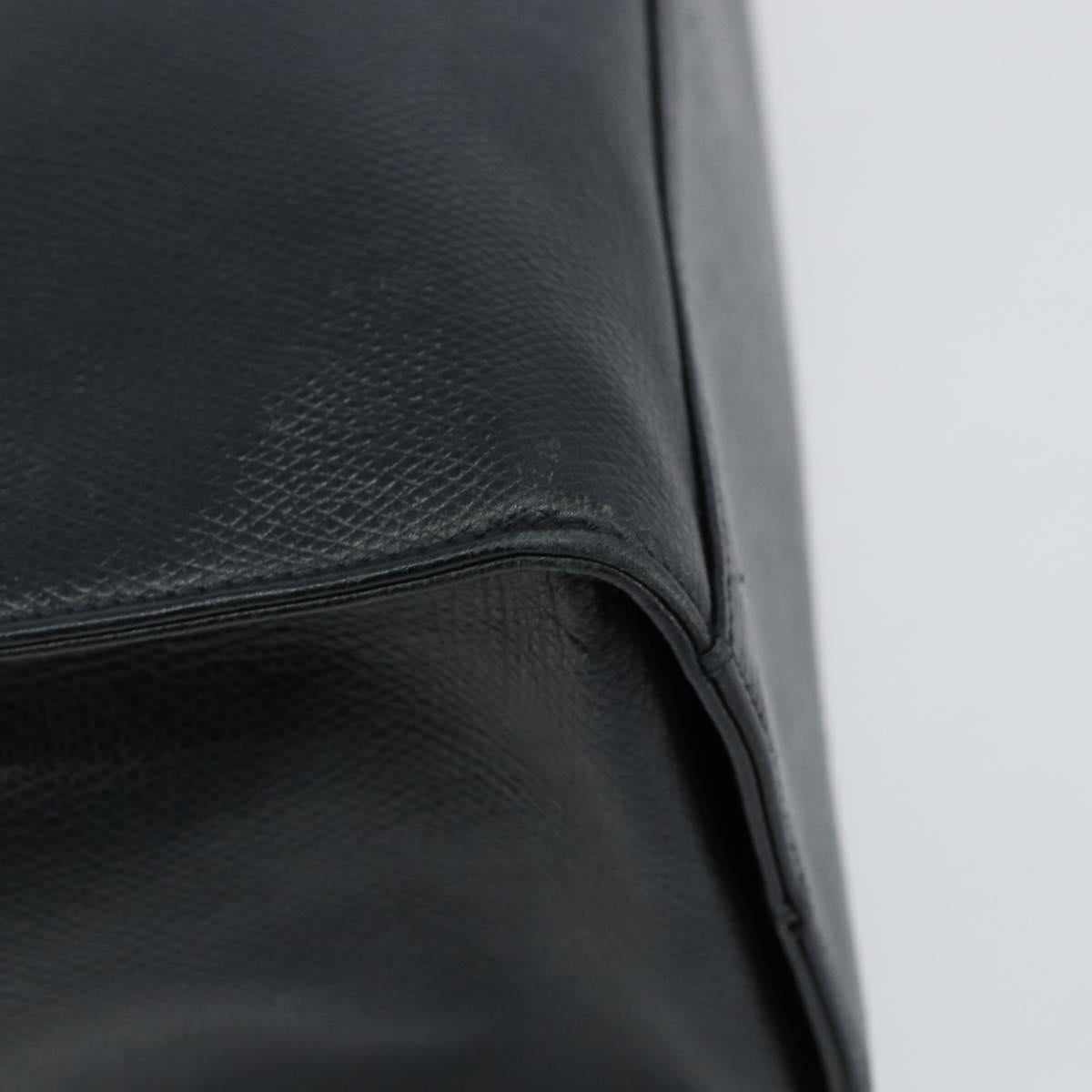 Salvatore Ferragamo Gancini Hand Bag Leather Black Gold Auth bs29837