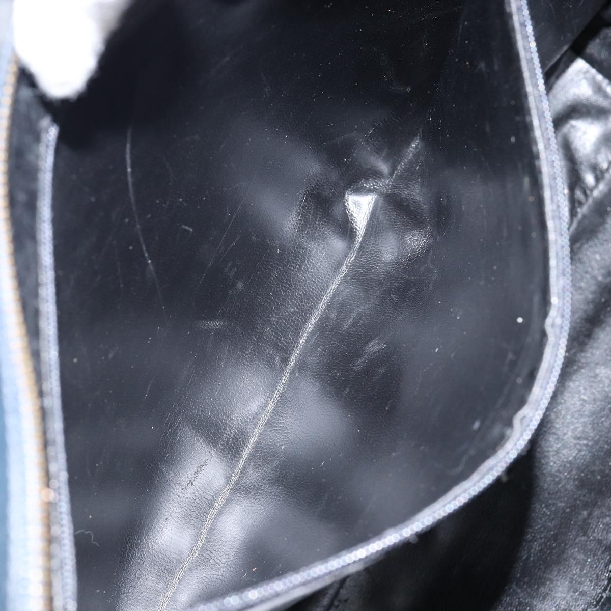 Salvatore Ferragamo Gancini Hand Bag Leather Black Gold Auth bs29837