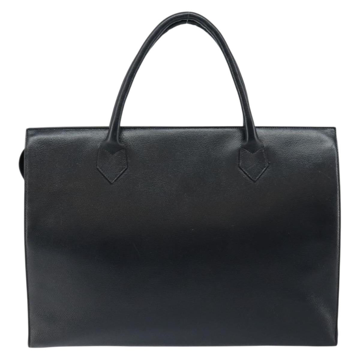 Salvatore Ferragamo Gancini Hand Bag Leather Black Gold Auth bs29837