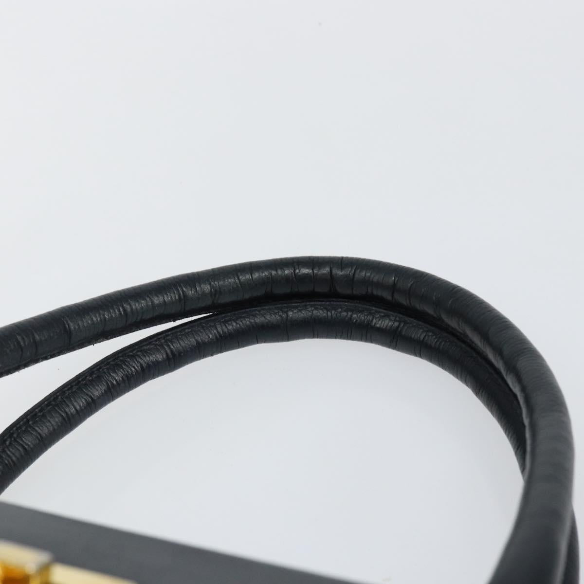 Salvatore Ferragamo Gancini Hand Bag Leather Black Gold Auth bs29837