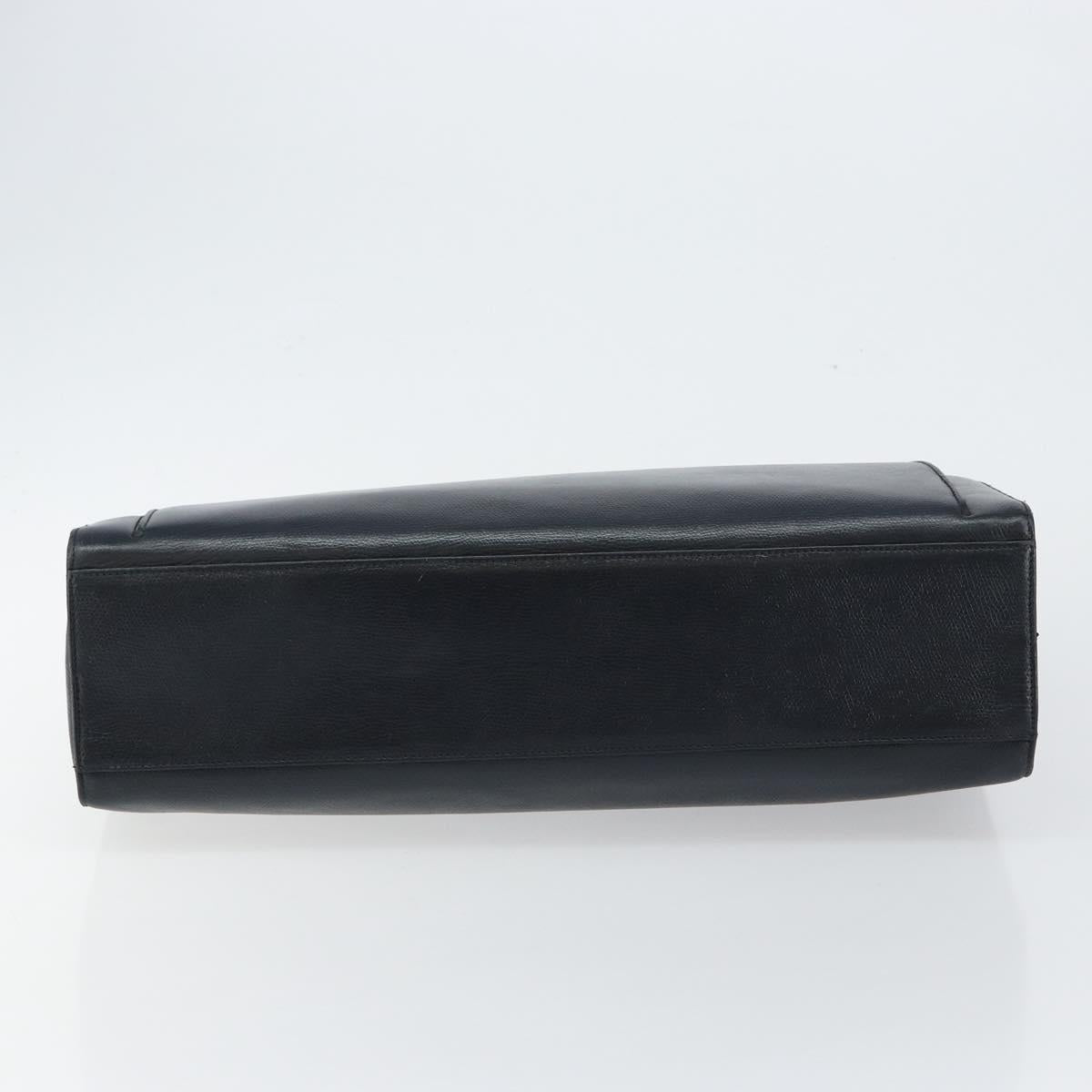 Salvatore Ferragamo Gancini Hand Bag Leather Black Gold Auth bs29837