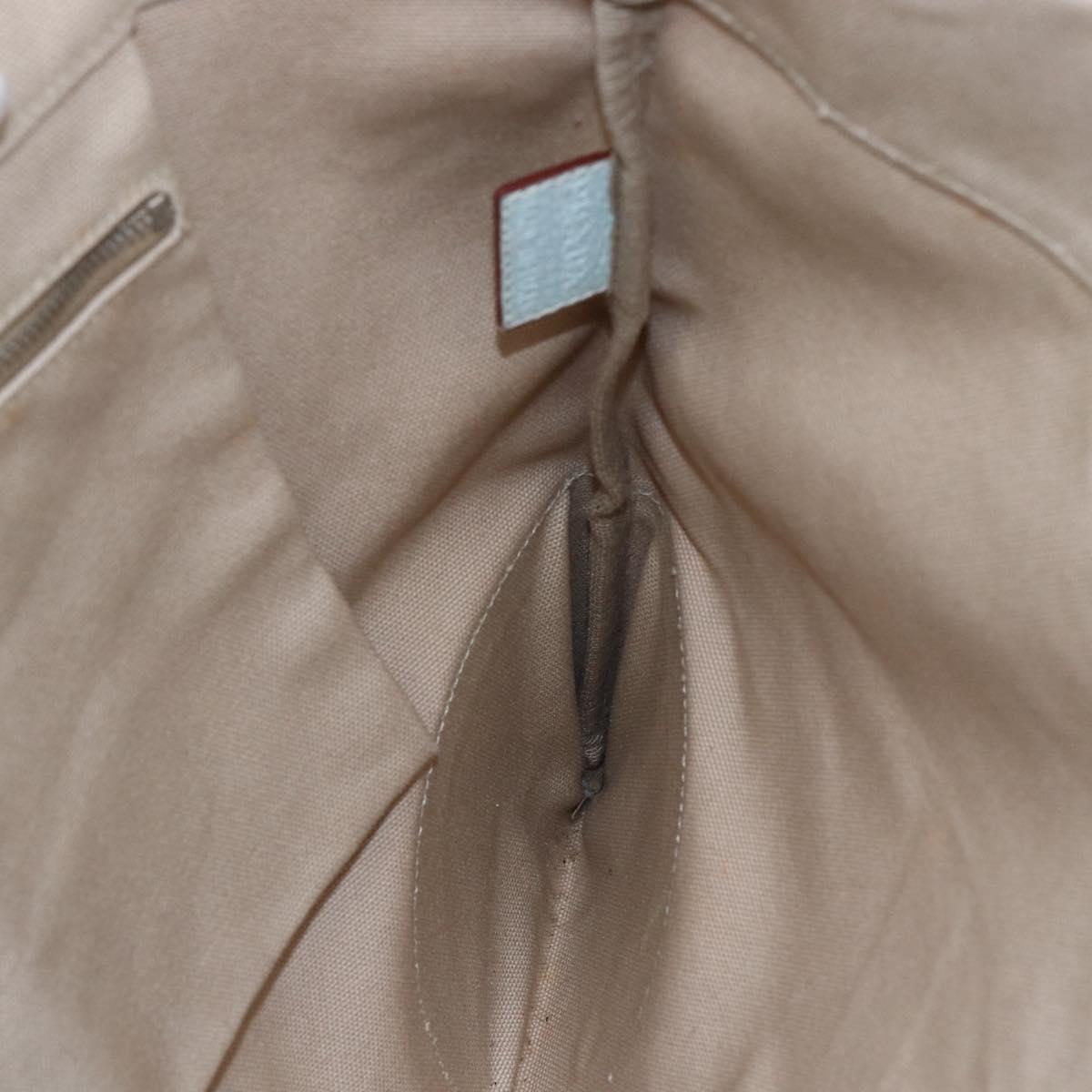 PRADA Tote Bag Canvas Leather Beige Light Blue Auth bs29840