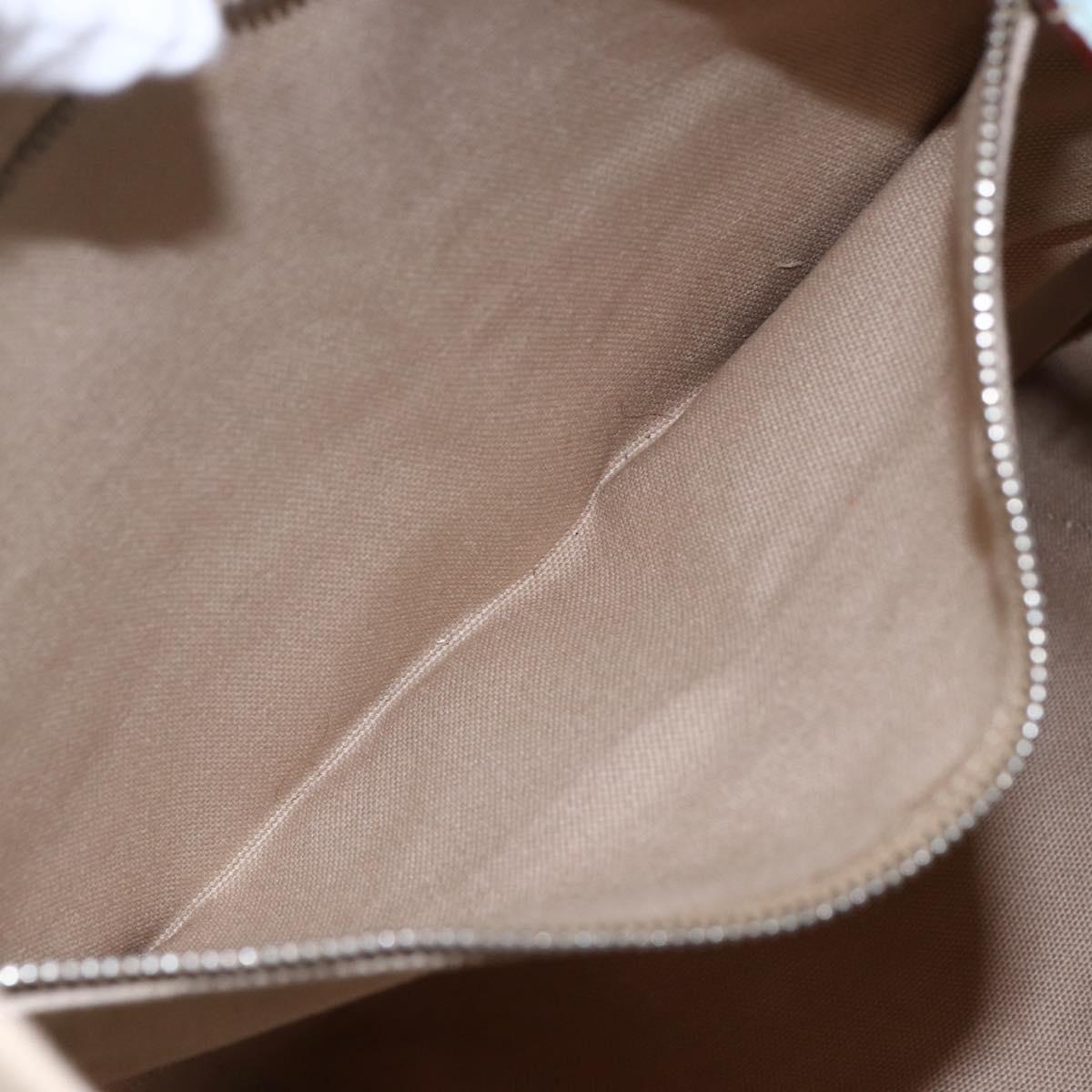 PRADA Tote Bag Canvas Leather Beige Light Blue Auth bs29840