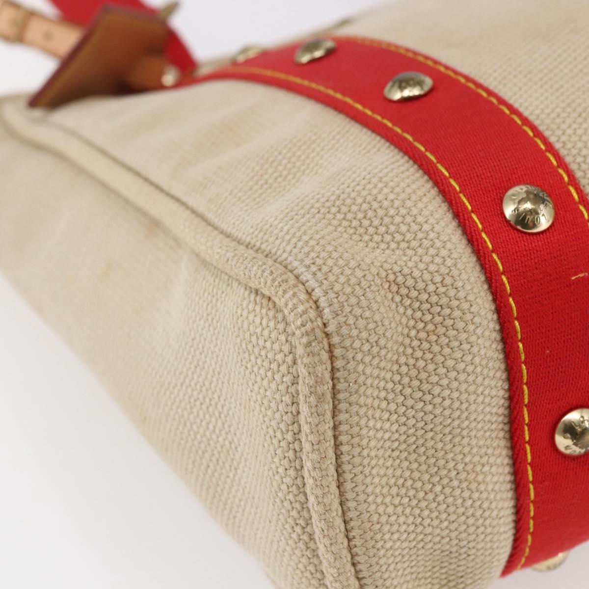 LOUIS VUITTON Antigua Cabas MM Tote Bag Canvas Beige Red M40035 LV Auth bs29841