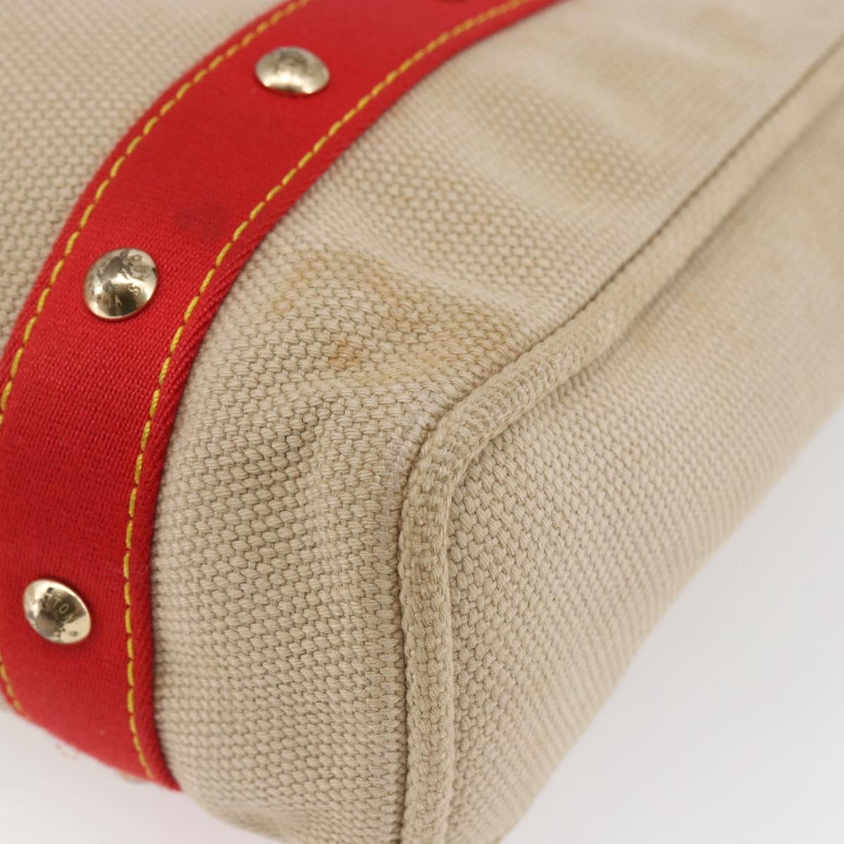 LOUIS VUITTON Antigua Cabas MM Tote Bag Canvas Beige Red M40035 LV Auth bs29841