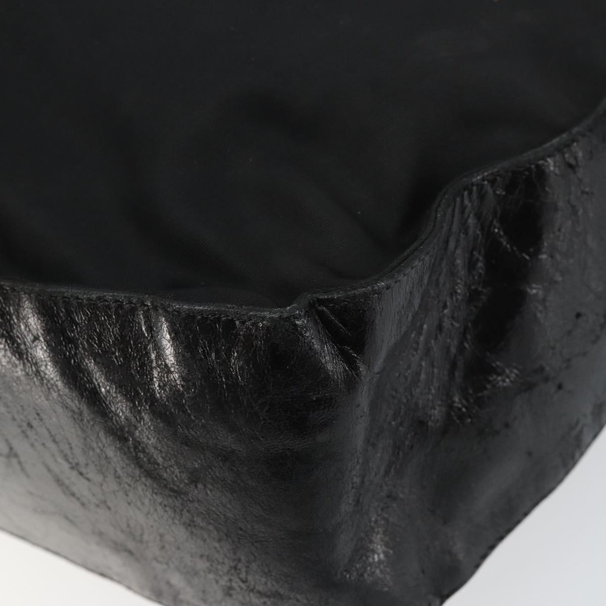 PRADA Shoulder Bag Nylon Leather Black Silver Auth bs29842