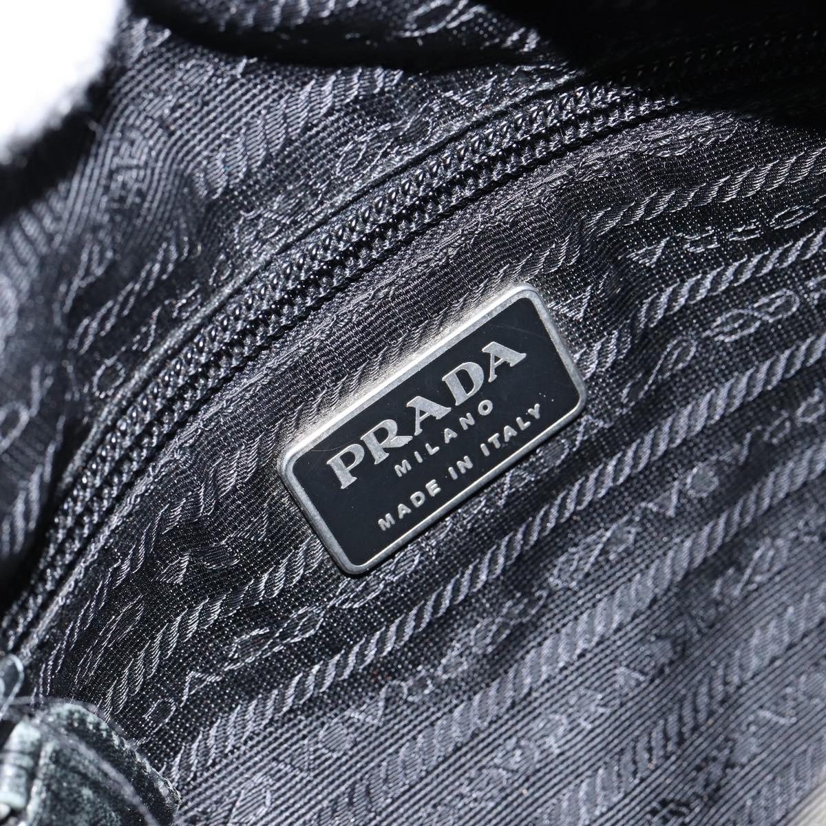 PRADA Shoulder Bag Nylon Leather Black Silver Auth bs29842