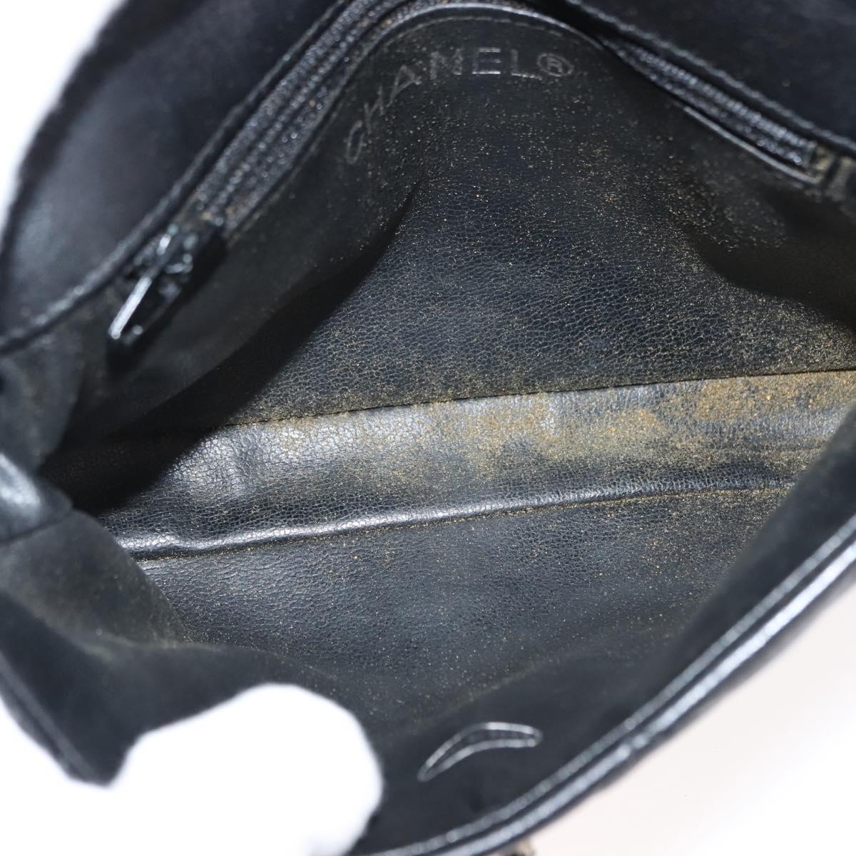 CHANEL Matelasse Waist Bag Lamb Skin Black Gold CC Auth bs29844