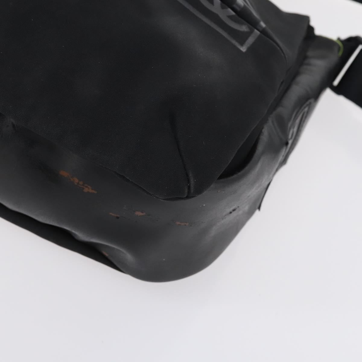 CHANEL Sports Shoulder Bag Nylon Black CC Auth bs29848