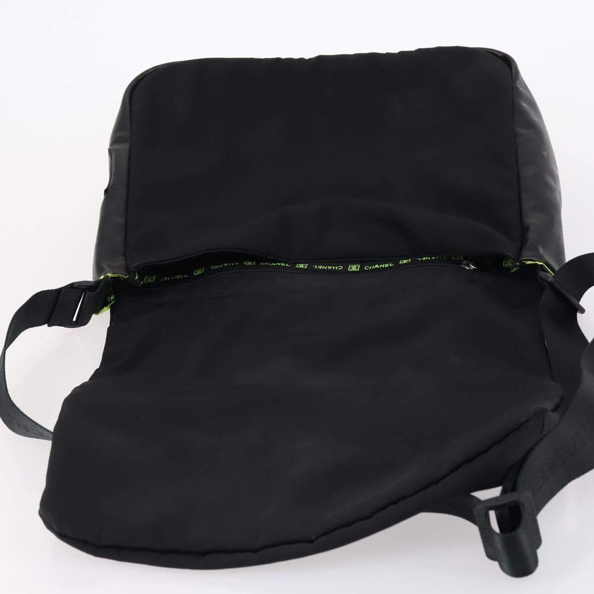 CHANEL Sports Shoulder Bag Nylon Black CC Auth bs29848