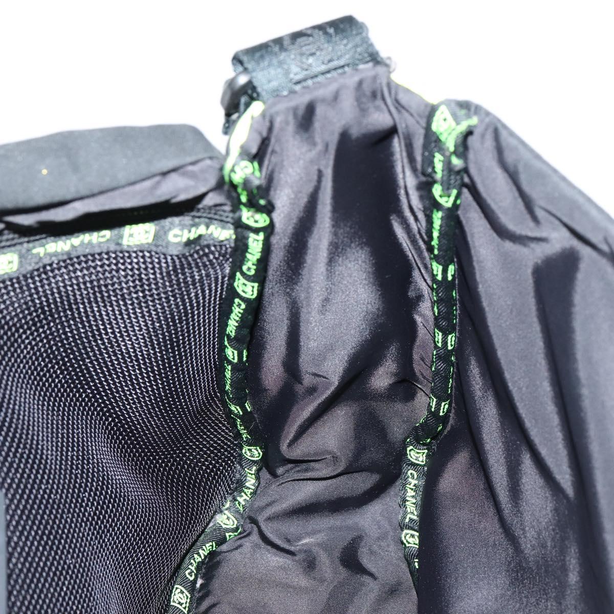 CHANEL Sports Shoulder Bag Nylon Black CC Auth bs29848