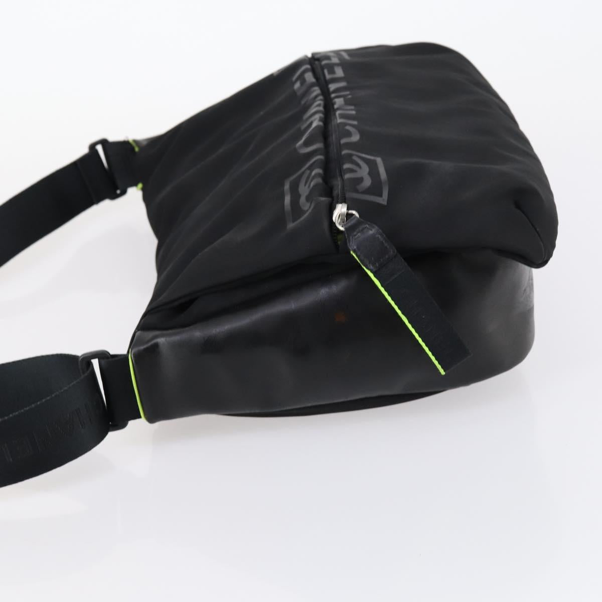 CHANEL Sports Shoulder Bag Nylon Black CC Auth bs29848