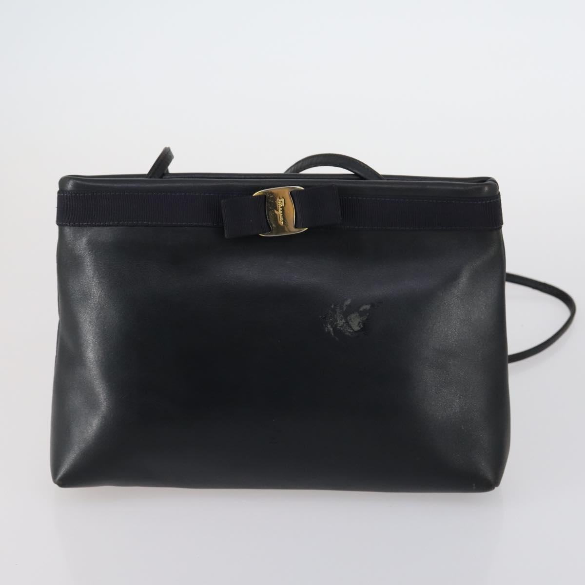 Salvatore Ferragamo Bag Enamel Leather Nylon 5Set Black Khaki pink Auth bs29853