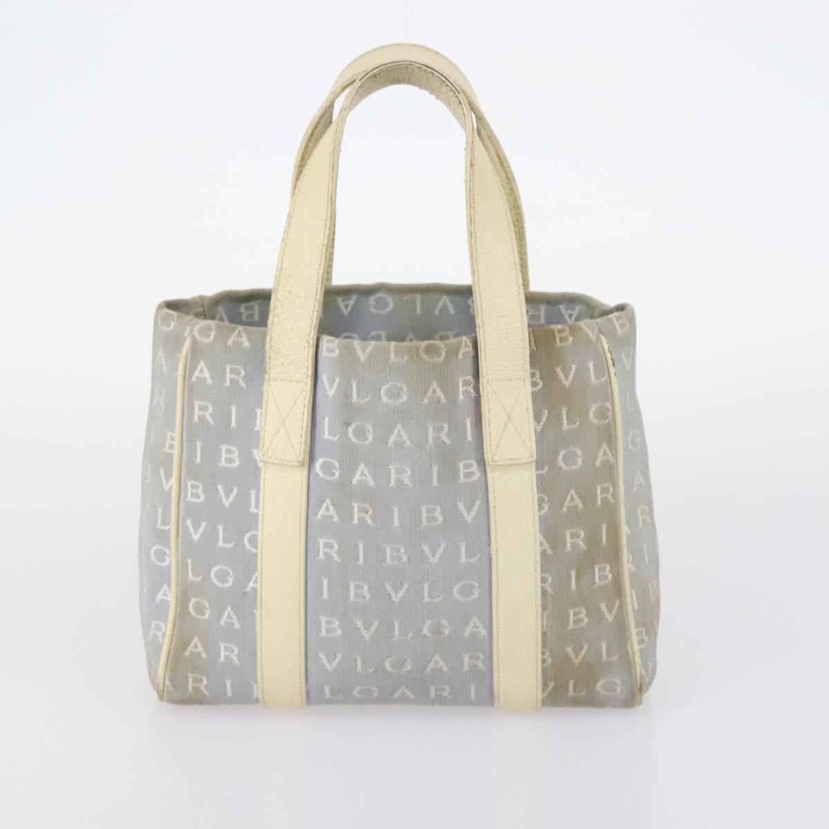 BVLGARI Hand Bag Canvas Enamel 5Set Green Beige gold Auth bs29854