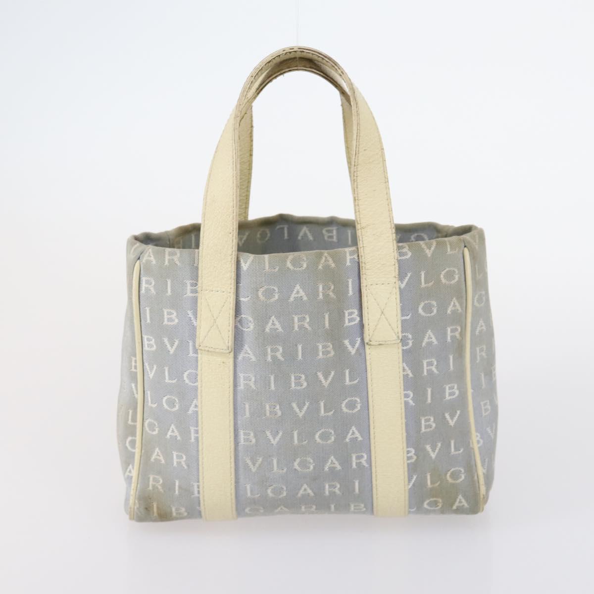 BVLGARI Hand Bag Canvas Enamel 5Set Green Beige gold Auth bs29854