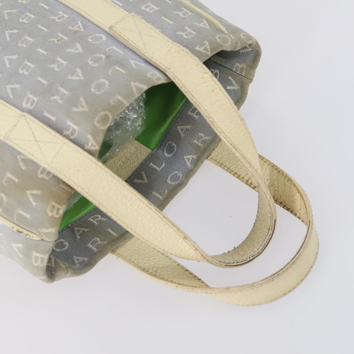 BVLGARI Hand Bag Canvas Enamel 5Set Green Beige gold Auth bs29854