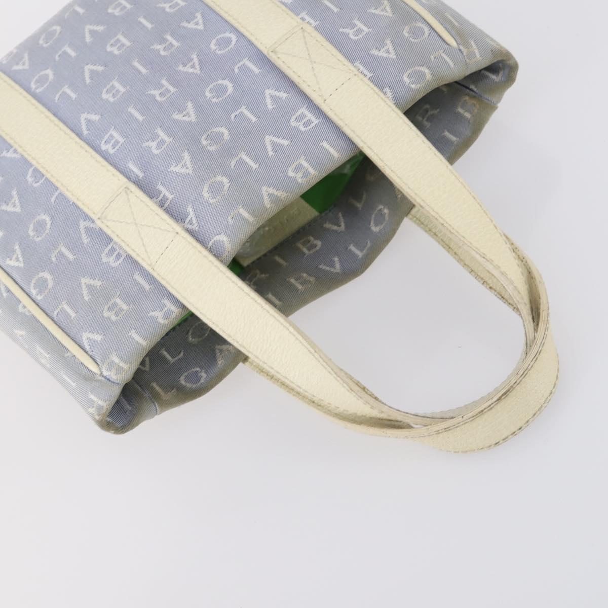 BVLGARI Hand Bag Canvas Enamel 5Set Green Beige gold Auth bs29854