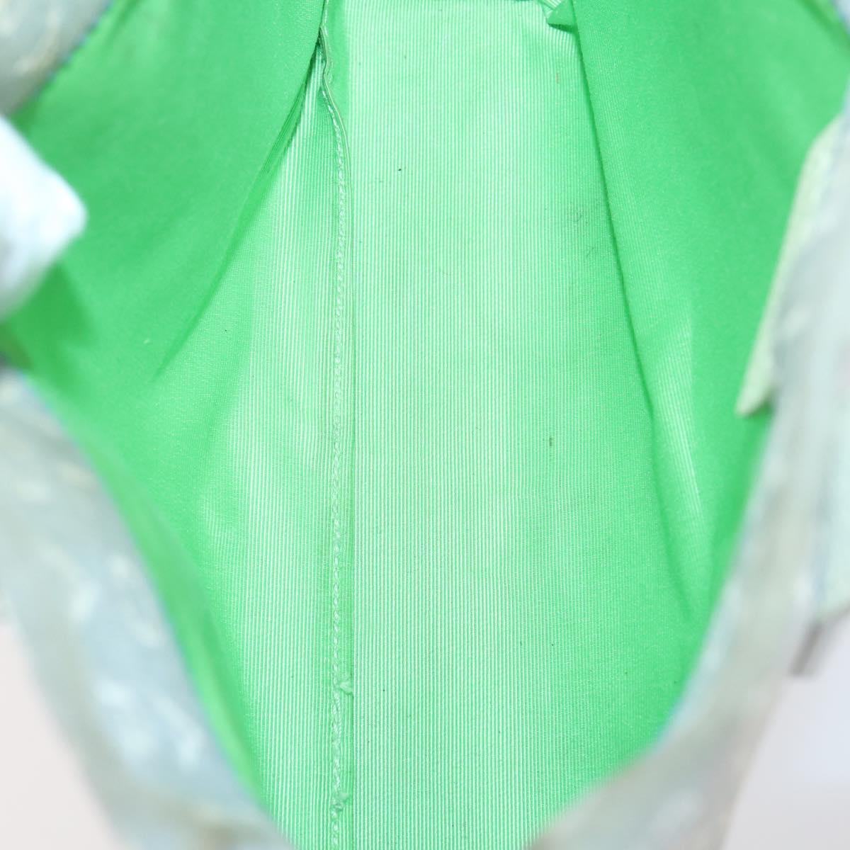 BVLGARI Hand Bag Canvas Enamel 5Set Green Beige gold Auth bs29854