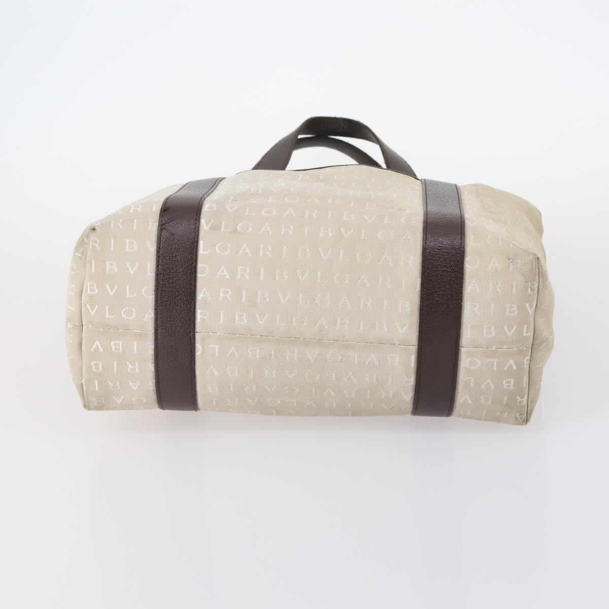 BVLGARI Hand Bag Canvas Enamel 5Set Green Beige gold Auth bs29854