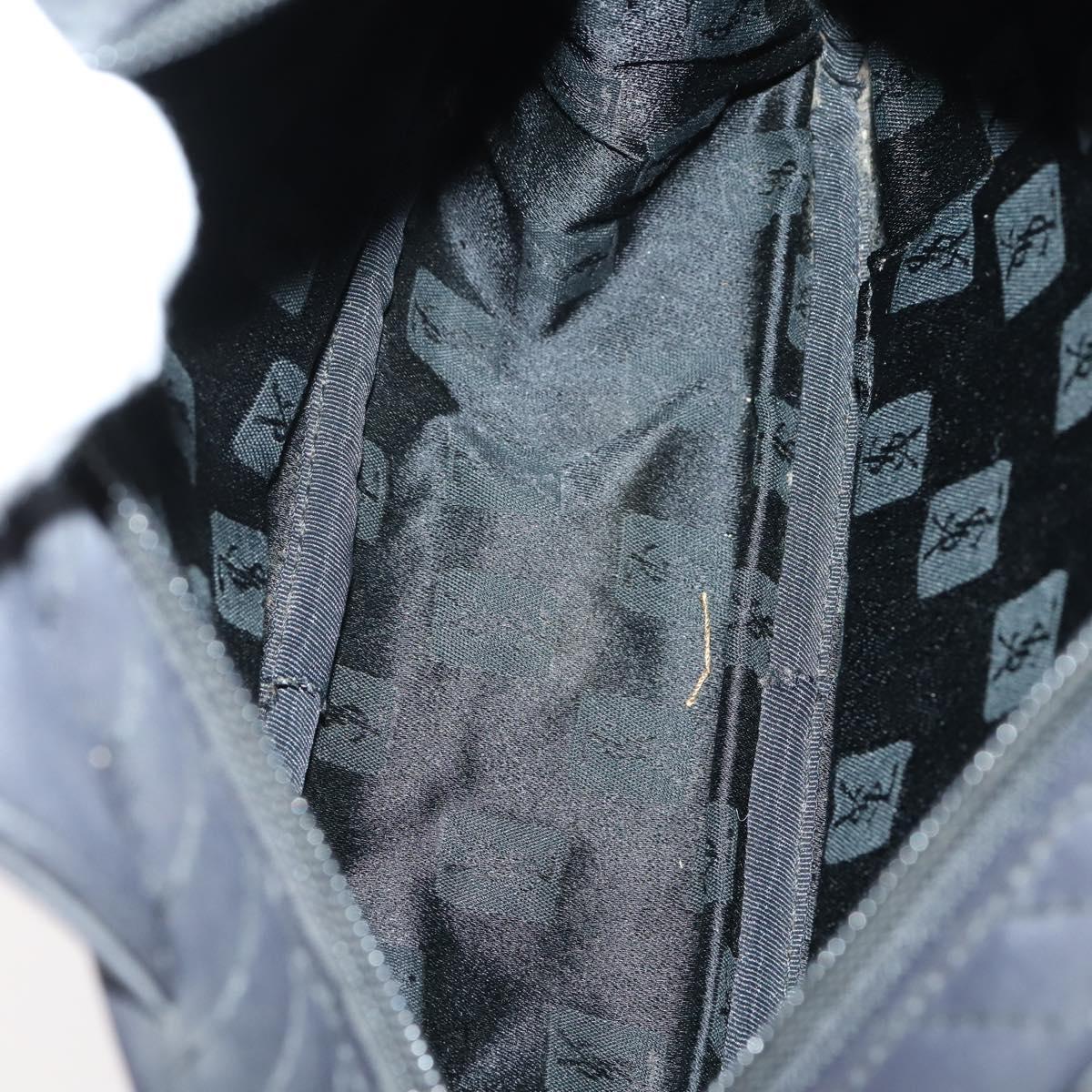 SAINT LAURENT Hand Bag Leather nylon 5Set Silver Black Ivory Auth bs29856