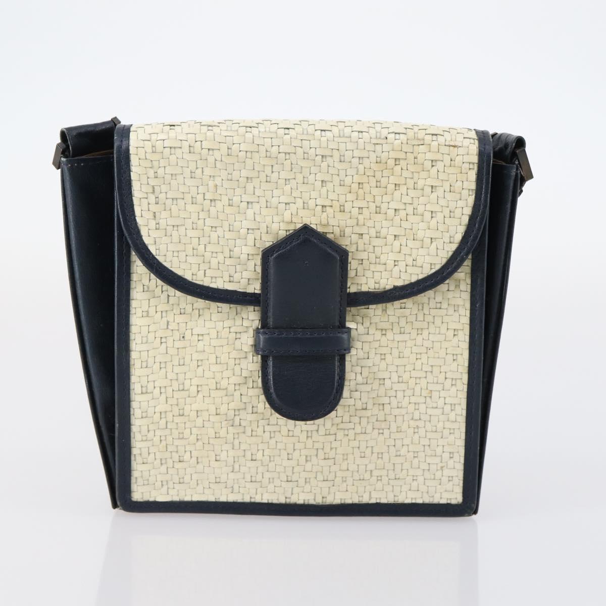 SAINT LAURENT Hand Bag Leather nylon 5Set Silver Black Ivory Auth bs29856