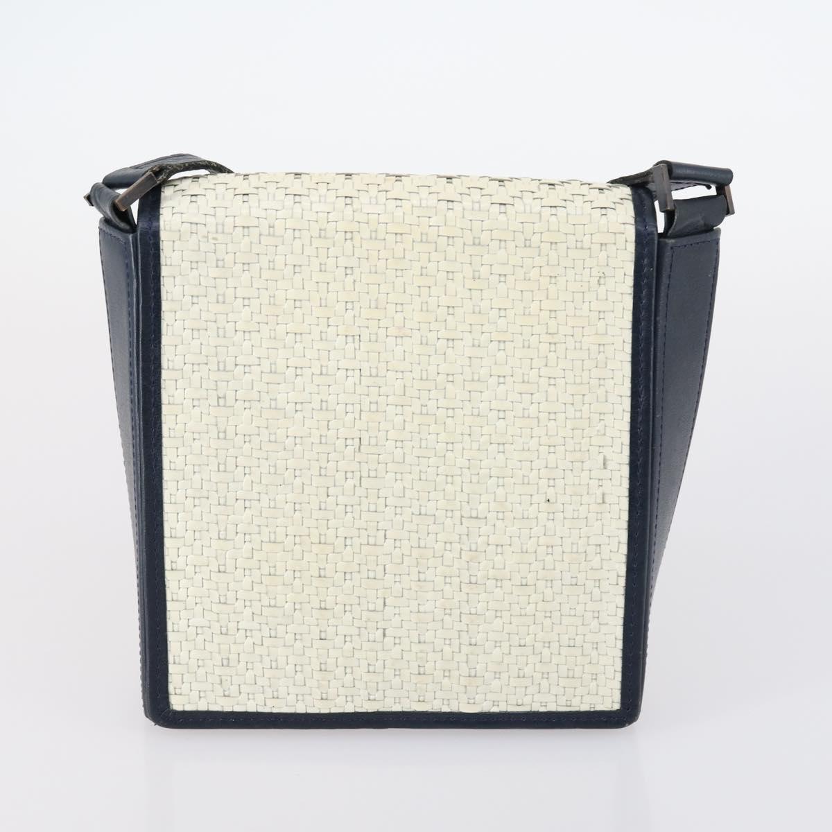 SAINT LAURENT Hand Bag Leather nylon 5Set Silver Black Ivory Auth bs29856