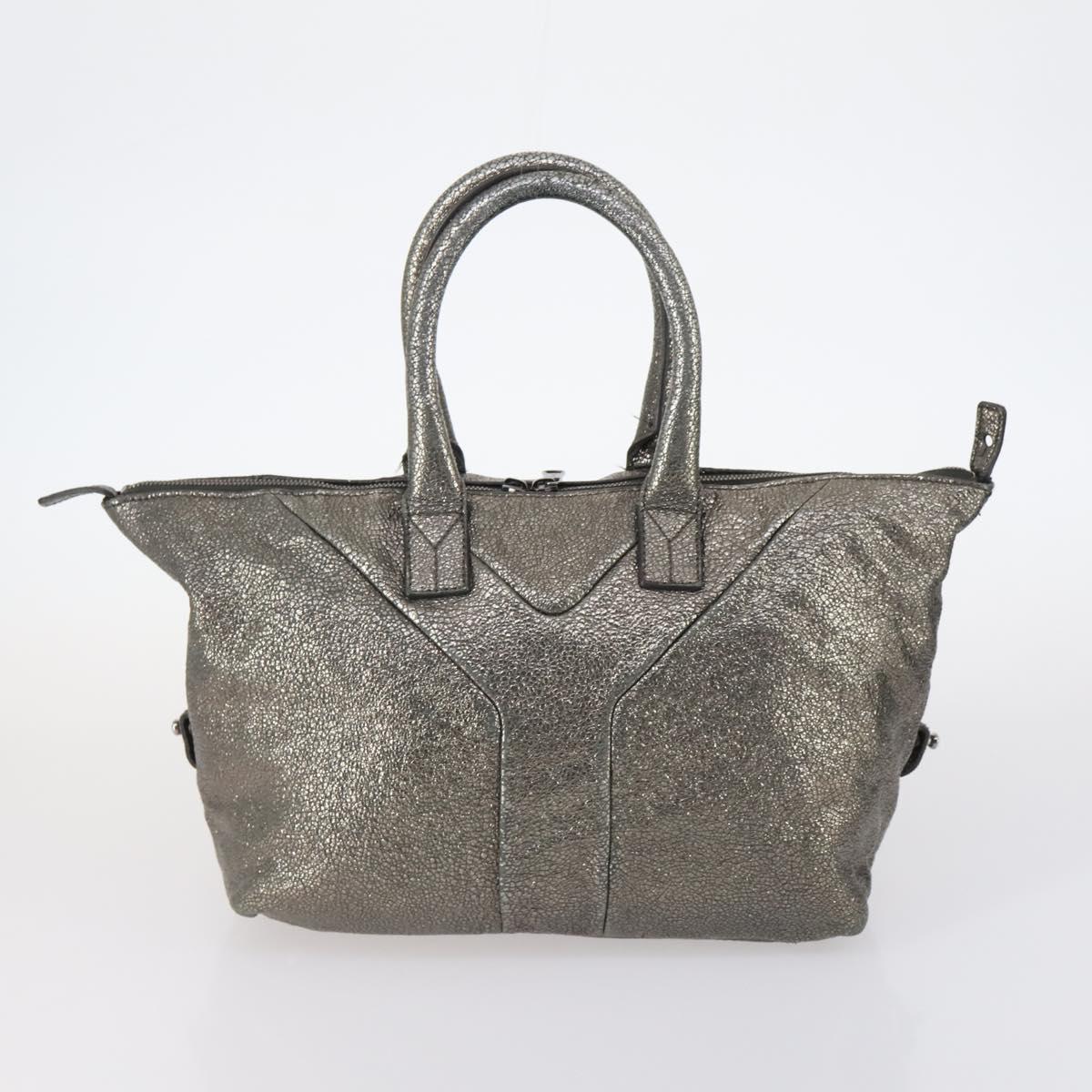 SAINT LAURENT Hand Bag Leather nylon 5Set Silver Black Ivory Auth bs29856