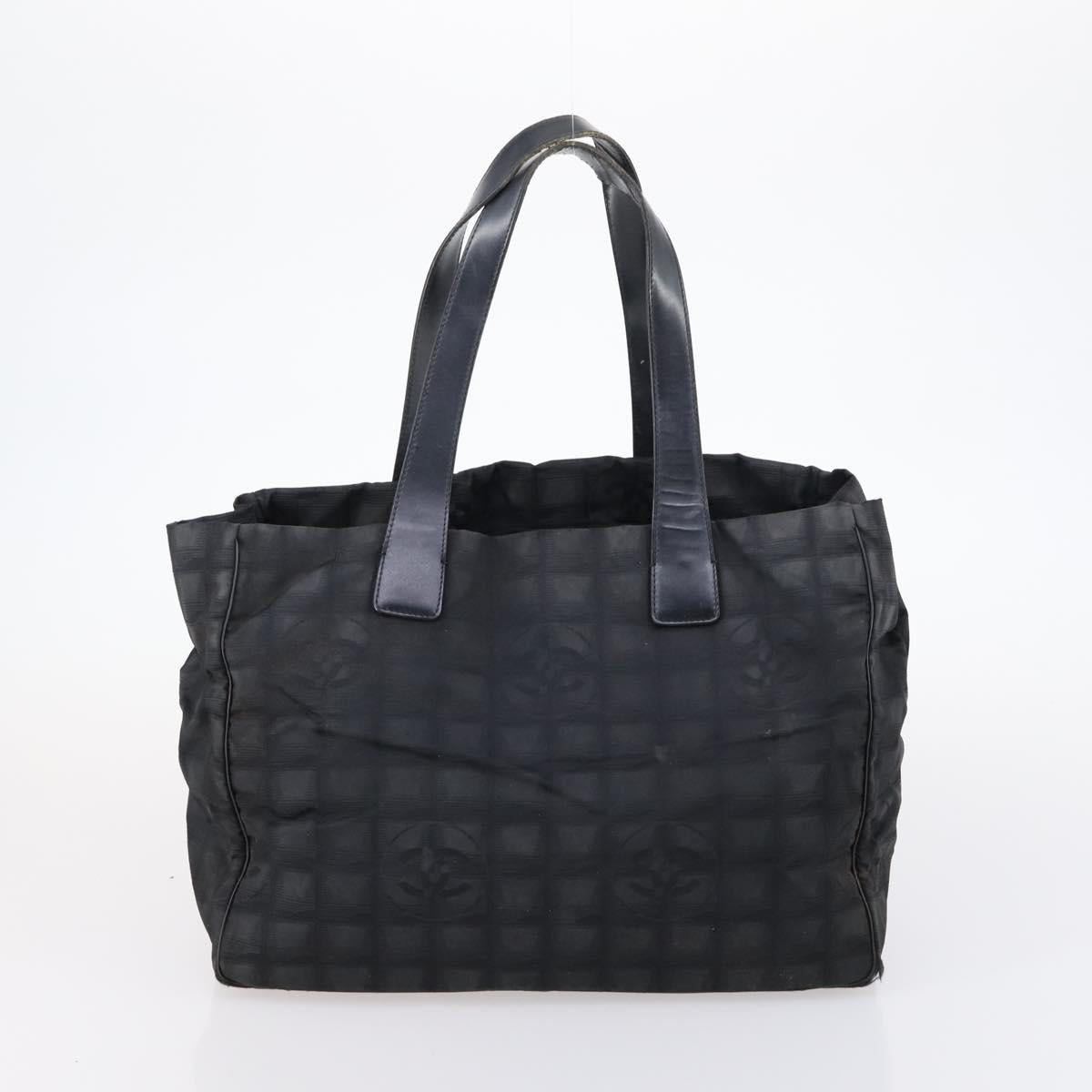 CHANEL Hand Bag Leather Nylon 5Set Black Navy CC Auth bs29857