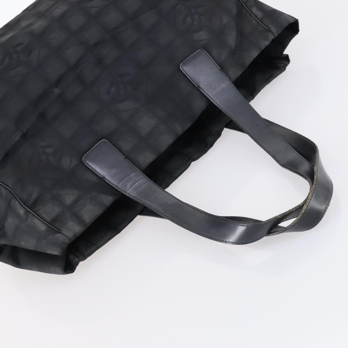 CHANEL Hand Bag Leather Nylon 5Set Black Navy CC Auth bs29857